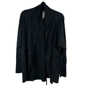 C9 by Champion Black Open Front Drawstring Cardigan Wrap L6530 Womens Large